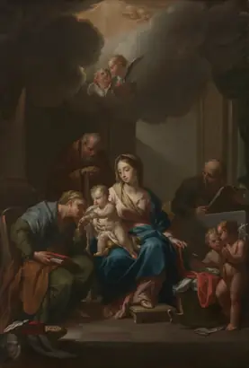 Dokumentasi museum Presentation Sketch for "The Holy Family with Saints Anne, Joachim, and John the Baptist" (for Santa Maria in Via Lata, Roma). Francesco Trevisani (Italian, 1656–1746).