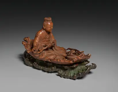 Dokumentasi museum Figure of Daoist Immortal He Xiangu. Nama pembuat belum tercantum pada daftar atribusi museum.