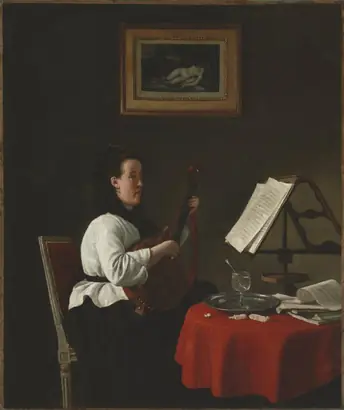 Dokumentasi museum Young Woman with a Mandolin, Portrait of Louison Köhler. François Bonvin (French, 1817–1887).