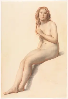 Dokumentasi museum Female Nude, Seated, Three Quarter View from Front. William Mulready (British, 1786–1863).
