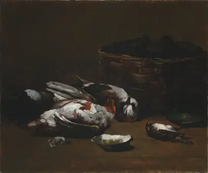 Dokumentasi museum Still Life with Dead Birds and a Basket of Oysters. Germain Ribot (French, 1845–1893).
