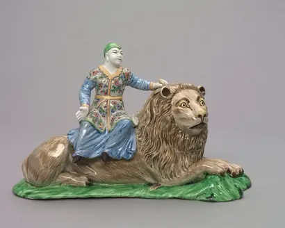 Dokumentasi museum Figure Seated on a Lion. manufacturer: Chantilly Porcelain Factory (French).