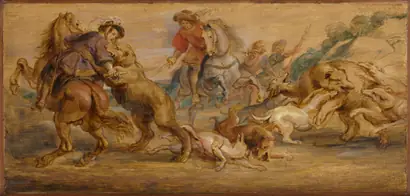 Dokumentasi museum Study for "The Bear Hunt" (for the Alcázar, Madrid). Peter Paul Rubens (Flemish, 1577–1640).