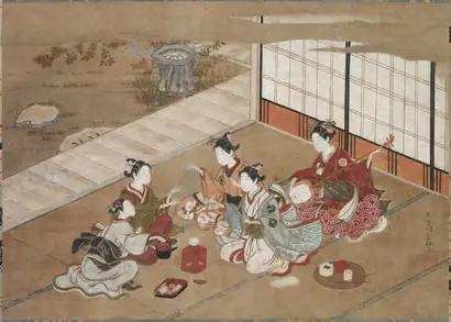 Dokumentasi museum Playing the "Hand Game". Hasegawa Yasumasa (Japanese).