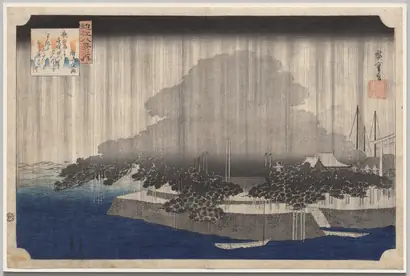 Dokumentasi museum Night Rain at Karasaki, from Eight Views of Ōmi. Utagawa Hiroshige (Japanese, 1797–1858).