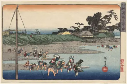 Dokumentasi museum Gathering Shellfish at Low Tide at Susaki, from Famous Places in Edo. Utagawa Hiroshige (Japanese, 1797–1858).