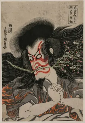 Dokumentasi museum Ichikawa Danjuro VII as Kan Shojo in the Mt. Tenpai Scene, from the series Famous Kabuki Plays. Utagawa Kunisada (Japanese, 1786–1865).