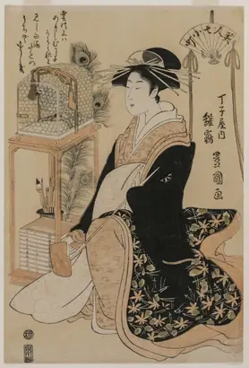 Dokumentasi museum Hinazura of Chōjiya from the series Beauties as the Seven Komachi. Utagawa Toyokuni (Japanese, 1769–1825).