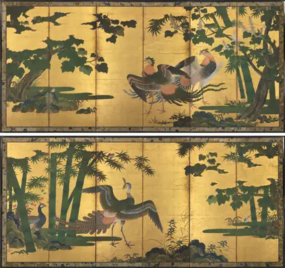 Dokumentasi museum Peafowl and Phoenixes. attributed to: Tosa Mitsuyoshi (Japanese, 1539–1613).