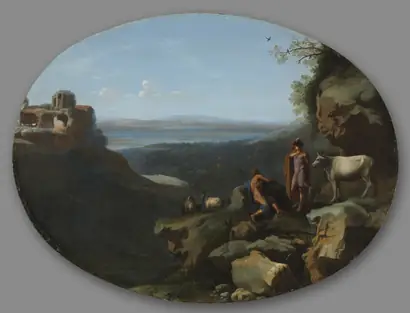 Dokumentasi museum Mercury and Argus in a Landscape. Dirck van der Lisse (Dutch, 1669).