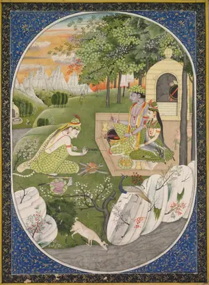 Dokumentasi museum Rama, Sita, and Lakshmana in the forest. Nama pembuat belum tercantum pada daftar atribusi museum.