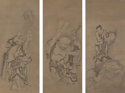Dokumentasi museum Hotei with Daoist Immortals. Kyūseki Tomonobu (Japanese, 1653–1721).