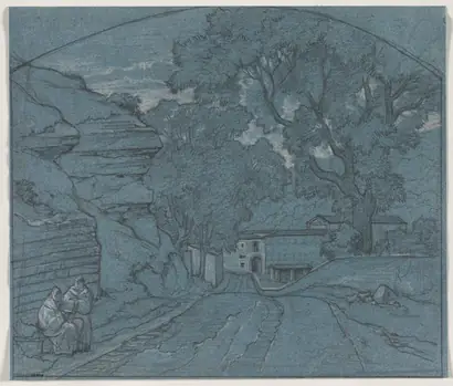 Dokumentasi museum Landscape with Two Monks. François Edouard Bertin (French, 1797–1871).