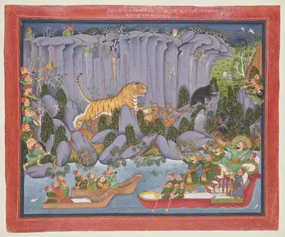 Dokumentasi museum Tiger Hunt of Ram Singh II. Nama pembuat belum tercantum pada daftar atribusi museum.