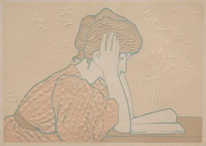 Dokumentasi museum Young Woman Reading. Alexandre-Louis-Marie Charpentier (French, 1856–1909); published by: from the edition issued for The Studio.