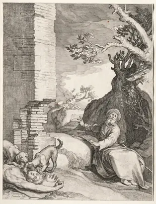 Dokumentasi museum The Prediction of Ahijah. Jan Saenredam (Dutch, 1565–1607); published by: Jan Saenredam (Dutch, 1565–1607); after: Abraham Bloemaert (Dutch, 1566–1651).
