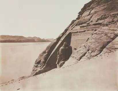 Dokumentasi museum Large Speos - View taken from the Sand Slope (Temple of Ramesses II), Abu Simbel. Félix Teynard (French, 1817–1892); published by: Goupil et Cie.
