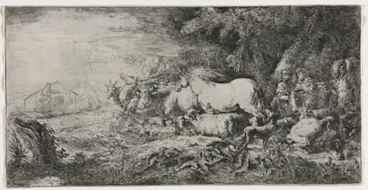 Dokumentasi museum Noah and the Animals Entering the Ark. Giovanni Benedetto Castiglione (Italian, 1609–1664).