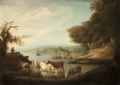 Dokumentasi museum A Calm Watering Place--Extensive and Boundless Scene with Cattle. Alvan Fisher (American, 1792–1863).