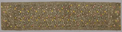 Dokumentasi museum Panel, Probably from a Christening Mantle. Nama pembuat belum tercantum pada daftar atribusi museum.