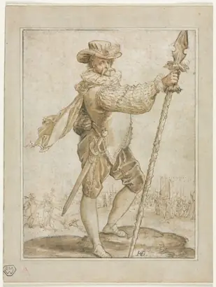 Dokumentasi museum Standing Officer Holding a Boar's Spear. Hendrick Goltzius (Dutch, 1558–1617).