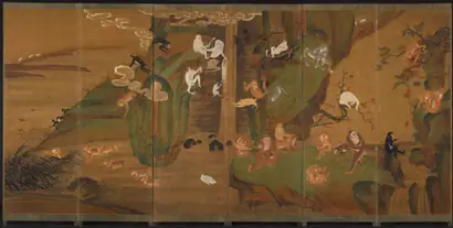 Dokumentasi museum Gibbons in a Landscape. Nama pembuat belum tercantum pada daftar atribusi museum.