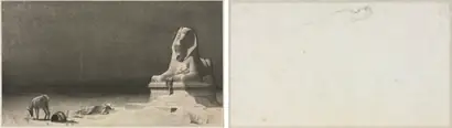 Dokumentasi museum The Rest on the Flight into Egypt (recto); Sketch of a Sphinx [?] (verso). Luc-Olivier Merson (French, 1846–1920).