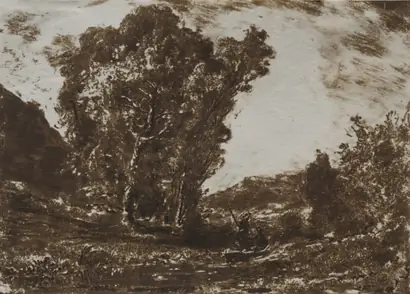 Dokumentasi museum Two Boatmen in a Marsh near a Cluster of Trees. Henri-Joseph-Constant Dutilleux (French, 1807–1865).
