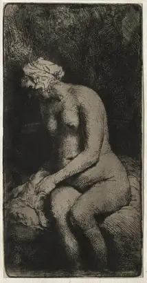 Dokumentasi museum Woman Bathing Her Feet in a Brook. Rembrandt van Rijn (Dutch, 1606–1669).