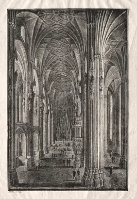 Dokumentasi museum Interior of St. Stephen's Cathedral in Vienna. Karl Friedrich Schinkel (German, 1781–1841).