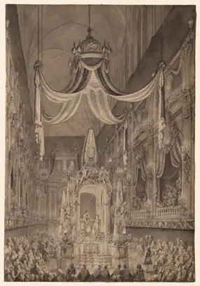 Dokumentasi museum Funeral for Marie-Thérèse of Spain, Dauphine of France, in the Church of Nôtre Dame, Paris, on November 24, 1746. Charles-Nicolas Cochin (French, 1715–1790).