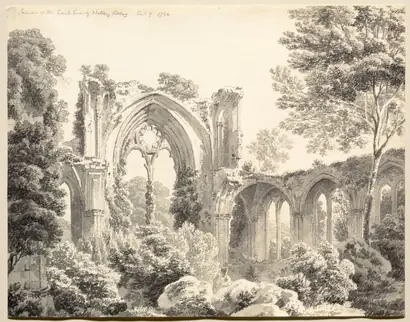Dokumentasi museum Inside the East End of Nettley Abbey. Michel Angelo Rooker (British, 1746–1801).