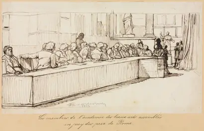 Dokumentasi museum The Members of the Academy of Beaux-Arts Assembled to Jury the Rome Prize. Paul Delaroche (French, 1797–1856).
