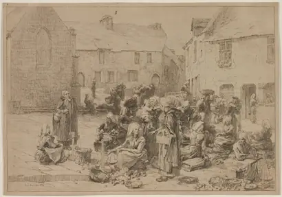 Dokumentasi museum The Apple Market at Landerneau. Léon Augustin Lhermitte (French, 1844–1925).