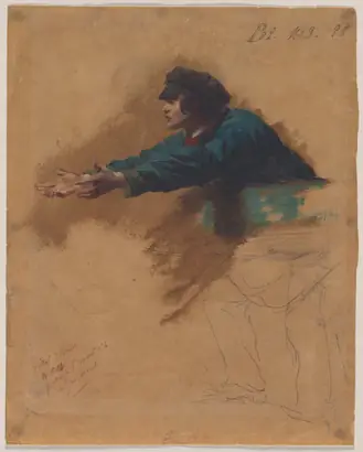 Dokumentasi museum Young Man Leaning Forward with Outstretched Arms (Study for Soldiers Distributing Bread to the Poor). Isidore Pils (French, 1813/15–1875).