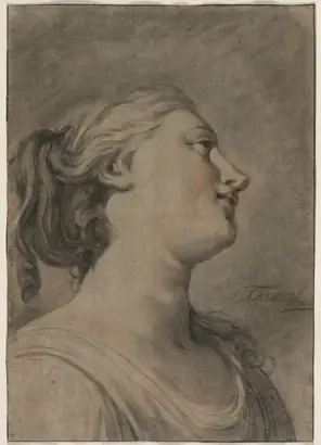 Dokumentasi museum Head of a Female Figure in Profile, Turned to the Right. Hughes Taraval (French, 1729–1785).