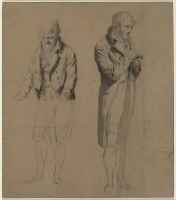Dokumentasi museum Two Standing Figures (Study for A Game of Billiards). Louis Léopold Boilly (French, 1761–1845).