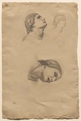 Dokumentasi museum Four Studies of the Head of a Young Italian Woman. Edgar Degas (French, 1834–1917).