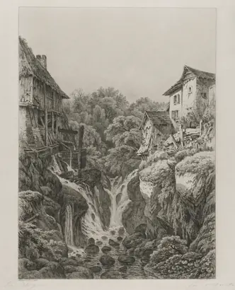 Dokumentasi museum The Mill and Waterfall of Grésy near Aix-les-Bains . Eugene Bléry (French, 1805–1886).