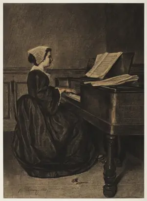 Dokumentasi museum Woman at the Spinet. François Bonvin (French, 1817–1887).