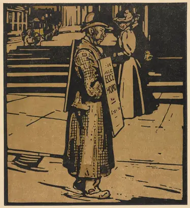 Dokumentasi museum London Types: Sandwich Man. William Nicholson (British, 1872–1949).