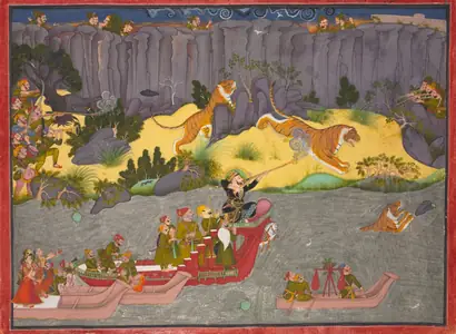 Dokumentasi museum Tiger Hunt of Raja Ram Singh II. Nama pembuat belum tercantum pada daftar atribusi museum.