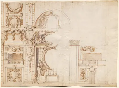 Dokumentasi museum Study for the "Essequie" Conducted in San Lorenzo, Florence, in 1637 in Honour of Holy Roman Emperor Ferdinand II. Alfonso Parigi (Italian, 1606–1656).