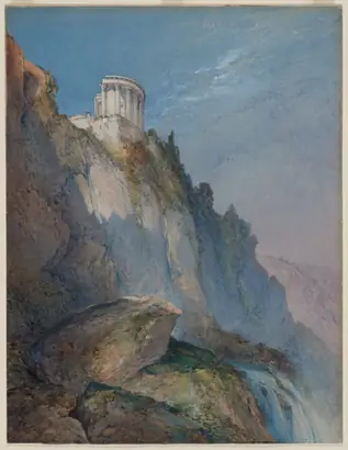 Dokumentasi museum The Temple of Vesta and the Falls at Tivoli. William Callow (British, 1812–1908).