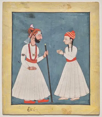 Dokumentasi museum Shamsher Sen of Mandi with a youth. Nama pembuat belum tercantum pada daftar atribusi museum.