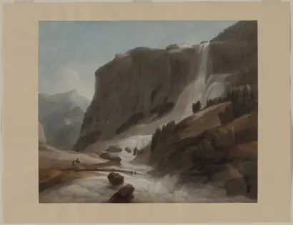 Dokumentasi museum Waterfall between Chiavenna and Mount Splügen. Francis Towne (British, 1739/40–1816).