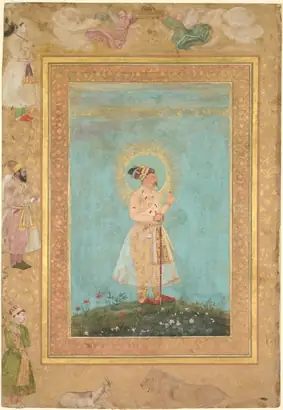 Dokumentasi museum Shah Jahan holding a spinel and a long Deccan sword, from the Late Shah Jahan Album. attributed to: Hashim (Indian, active 1598-c.1650).