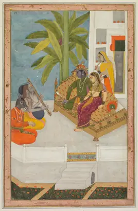 Dokumentasi museum Shri Raga: An Illustration from a Ragamala Series. Nama pembuat belum tercantum pada daftar atribusi museum.