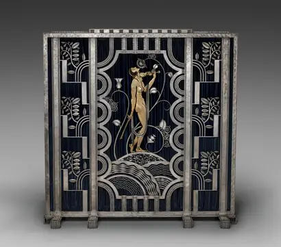 Dokumentasi museum Muse with Violin Screen. designer: Paul Fehér (American, born Hungary, 1898–1990); maker: Rose Iron Works (America, Ohio, Cleveland, est. 1904).