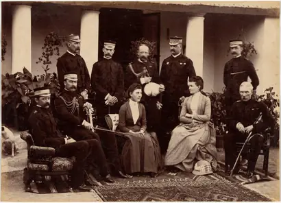 Dokumentasi museum The Duke and Duchess of Connaught, with Col. Adam, Captain H.V. Benett, Col. Becher, Gen. Knowles, Captain Herbert, Col. Cavaye, Mrs. Cavaye, and Gen. R. Gellispie, Mhow. Raja Deen Dayal (Indian, 1844–1905).